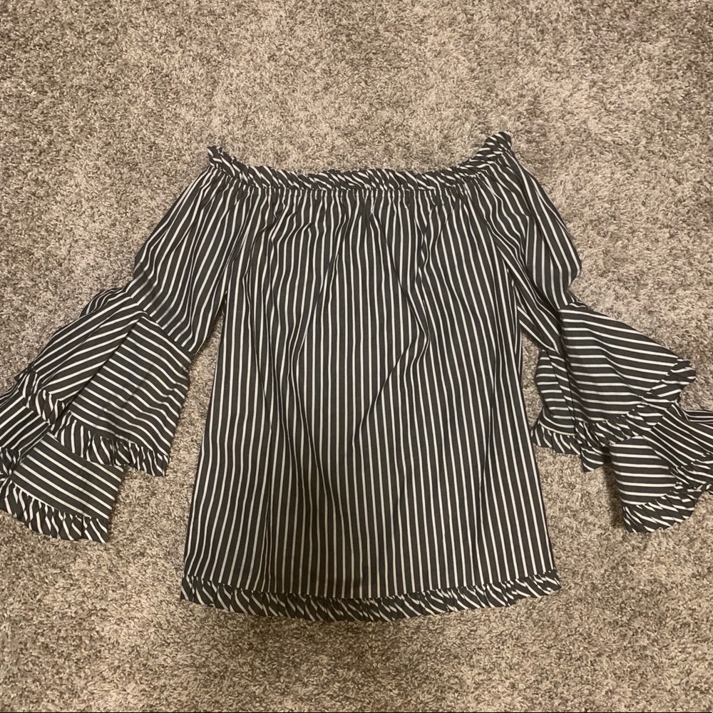 Ruffled off the shoulder shirt